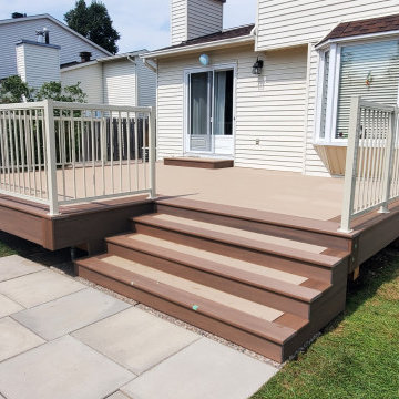 Azek Weathered Teak and double wide English Walnut trim