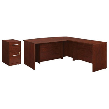 Home Square 2-Piece Set with Bowfront Return Desk & 2-Drawers File Cabinet