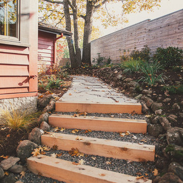Timber Stairs and Flagstone Pathway