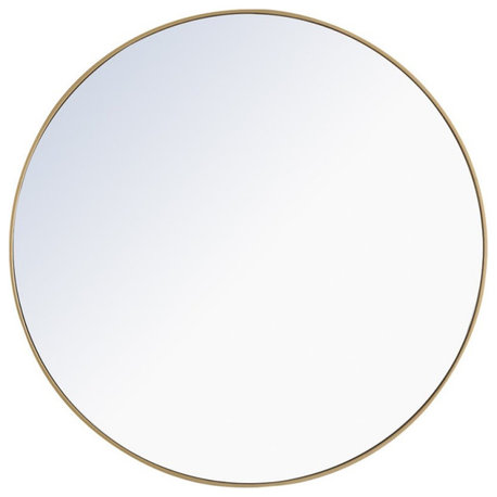 Elegant Decor Eternity 48" Round Metal Frame Mirror in Brass