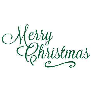 Decal Vinyl Wall Sticker Merry Christmas Quote, Green