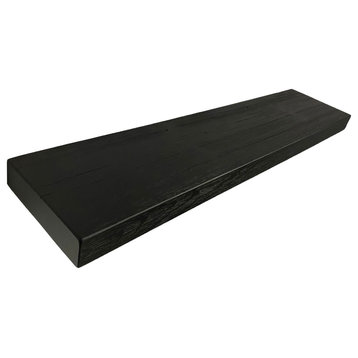 Rustic, Floating Shelf, 2" Thick x 8" Deep, with Mounting, Black, 30"