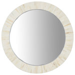 SeventhStaRetail - Edward Bone Inlay Round Mirror, 26" - Featuring a faux bone inlay design, this Round mirror adds a touch of uniqueness and style to your voyage-style decor. The intricate handcrafted design of this mirror makes it an ideal statement piece in your bedroom or living room.