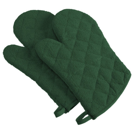 DII Dark Green Terry Oven Mitt, Set of 2