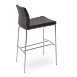 PASHA BAR Stainless Steel - Black Leatherette - Bar Stools And Counter Stools