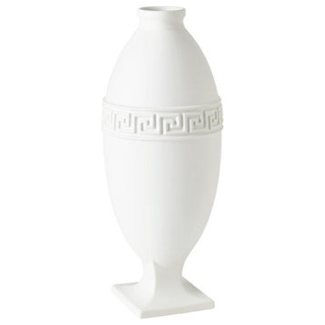 Greek Key Small White Vase
