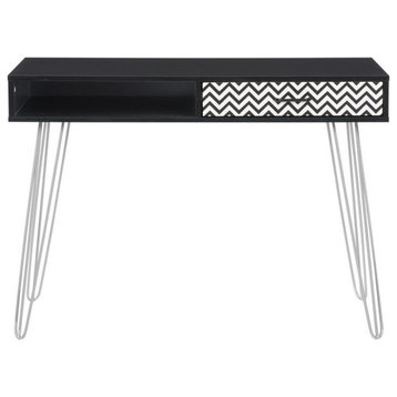Atlin Designs Modern Engineered Wood Entryway Table with Drawer & Cubby in Black