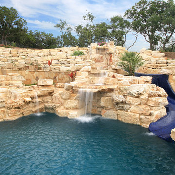Dominion Double Layer Free Form Pool Spa with Large Waterfall