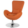 Elegant Office Chair, Swivel Chrome Base With Cushioned Linen Seat, Orange