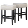 Brika Home 26"H Contemporary Faux Leather/Wood Counter Stool in White (Set of 2)