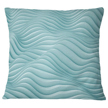 Fractal Rippled Blue 3D Waves Contemporary Throw Pillow, 18"x18"