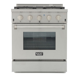 Kucht Professional 48 Stainless Steel Natural GAS Range in Silver/Red