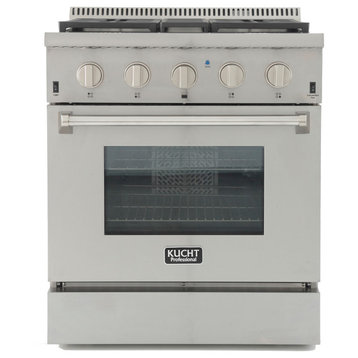 KUCHT Pro Style 30" Stainless Steel Range With Convection Oven, Classic Silver,