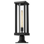 Z-Lite - Glenwood One Light Outdoor Pier Mount, Black - Part of the Glenwood outdoor lighting collection this pier mounted lighting fixture is perfect for mounting to walkway columns and deck corner posts. With a cylindrical transparent glass globe fitted inside an open aluminum metal frame this lighting piece casts a bright glow around any home's outdoor entertainment space. With a dark black frame finish this lantern fixture also complements existing patio color schemes and building materials.