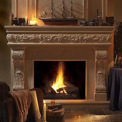 Venetian Stone Fireplace Mantel - Indoor Fireplaces