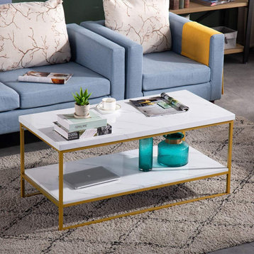 Modern Faux Marble Coffee Table, 41.7"