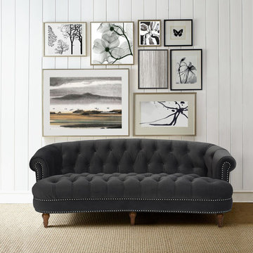 La Rosa Chesterfield Sofa, Dark Charcoal Grey