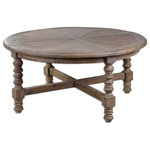 Uttermost - Uttermost Samuelle 42 x 20" Wooden Coffee Table - Built Of 100% Reclaimed Fir, This Table Features Hand-worked Turnings And A Sunburst Top. Showcasing The Natural Beauty And Time-worn Character Of Salvaged Wood, Slightly Different Shading, Distress Marks, And Graining Will Occur. Solid Wood Will Continue To Move With Temperature And Humidity Changes, Which Can Result In Small Cracks And Uneven Surfaces, Adding To Its Authenticity And Character.