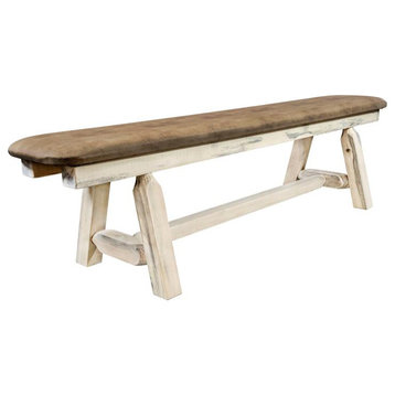 Montana Woodworks Homestead Wood Plank Style Bench with Upholstery in Natural