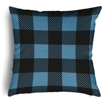 Buffalo Plaid Accent Pillow With Removable Insert, Chambray, 26"x26"