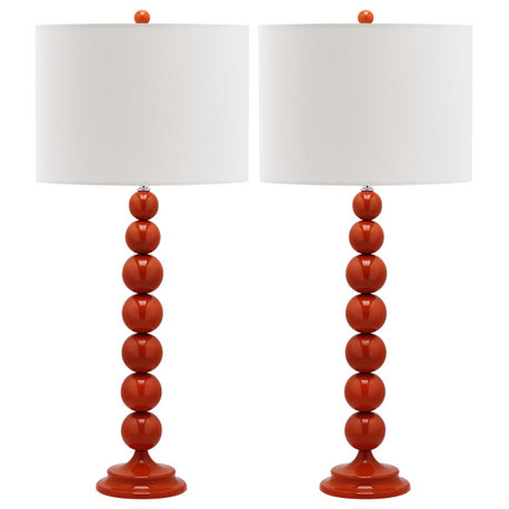 Safavieh Jenna Stacked Ball Lamps, Set of 2, Blood Orange