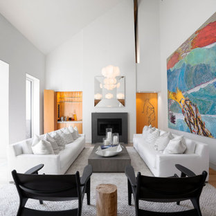 75 Beautiful Light Wood Floor Living Room With A Bar Pictures