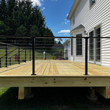 Pressure Treated Wood Deck with Cable Rail System
