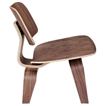 Modern Contemporary Living Room Wood Lounge Chair Walnut