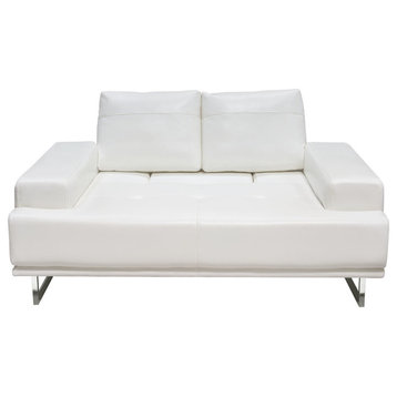 Russo Loveseat With Adjustable Seat Backs, White Air Leather