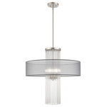 Livex Lighting - Livex Lighting Brushed Nickel 4-Light Pendant Chandelier - Dazzle contemporary decor schemes with the upscale feel of this pendant chandelier fixture. The Alexis fills a bling quotient with beautiful grade-A K9 crystal rods that cascades from a brushed nickel base with a hand crafted translucent gray shade.