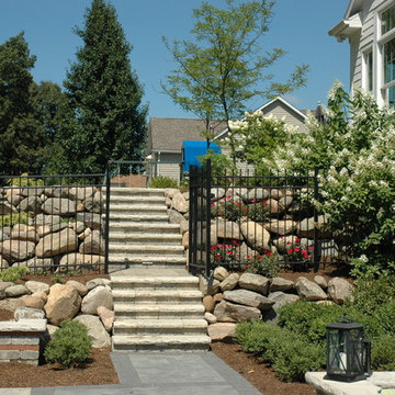 Steps and fieldstone wall