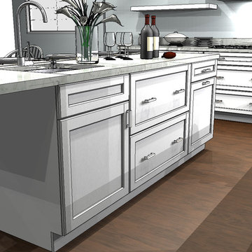 L-Shaped Overhang Countertop Island-Dura Supreme