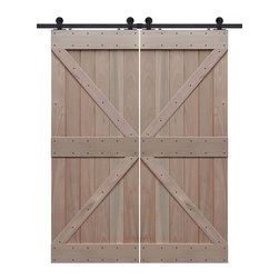 Double Z Barn Door 8' 0" Tall - Knotty Alder Barn Double Door - Interior Doors
