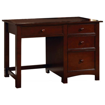 Wooden Desk With 4 Drawers, Cherry Finish