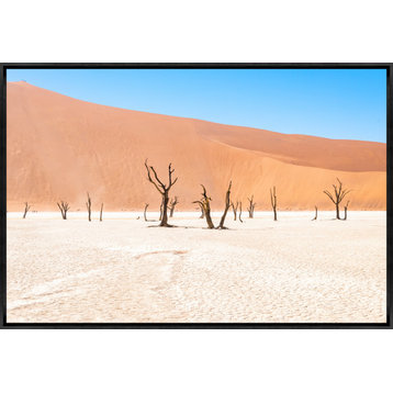 54x36 Namibian Skeleton Trees XIV, Framed Artwork, Black