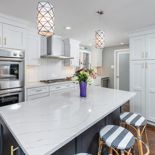Kitchen & Dining Room with Oyster White Cabinetry & Blue Island - Moorestown