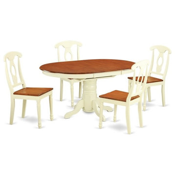 5-Piece Dining Room Set, Oval Dining Table And 4 Dining Chairs