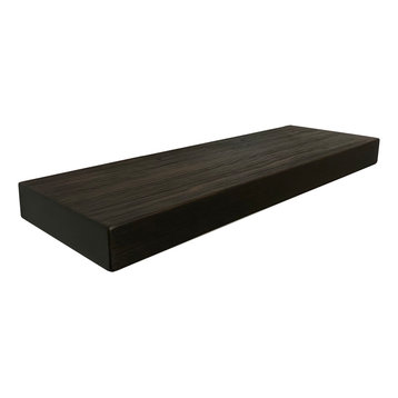Rustic, Floating Shelf, 2" Thick x 8" Deep, with Mounting, Mocha, 24"
