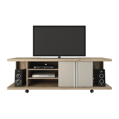 Manhattan Comfort 5-Shelf Carnegie Tv Stand, Nature And Nude, Pro Touch