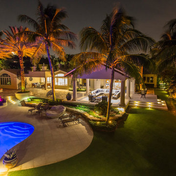 Ocean front landscape lighting, FL estate