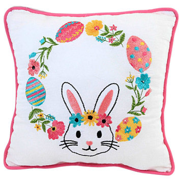Easter Bunny Egg Wreath Pillow Fabric Home Decor Rabbit C81215868