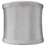 HomeConcept - Crisp Linen Clip-On Sconce Shell Shade 4"x4"x4.25" - Home Concept Signature Shades  feature the finest premium shantung fabric.   Durable Upholstery-Quality fabric means your new lampshade will last for decades. It won't get brittle from smoke or sunlight like less expensive fabrics.  Heavy brass and steel frames means your shades can withstand abuse from kids and pets. It's a difference you can feel when you lift it.    Premium Grey Shantung Fabric  Half Shell Style Lampshade, designed for wall sconces  Clips on to your candelabra bulb.Â  4 prong clip ensures a straight fit.  Deluxe lampshade, found in better lighting showrooms. Durable Hotel quality shade.  4 Top x 4 Bottom x 4.25 Slant Height