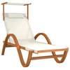 vidaXL Sun Lounger Chair with Canopy White Textilene and Solid Wood Poplar