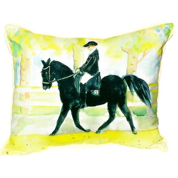 Black Horse & Rider Extra Large Zippered Pillow 20x24
