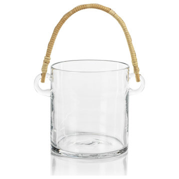 Budva Glass Ice Bucket/Wine Cooler With Rattan Handle