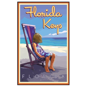 Joanne Kollman Florida Keys Florida Girl Beach Chair Art Print, 12"x18"