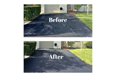 Asphalt driveway slurry and seal-driveway was cracking and faded.