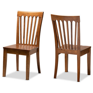 Eurich Contemporary Transitional Dining Chair, Set of 2, Walnut Brown