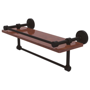 Waverly Place 16" Wood Shelf with Gallery Rail and Towel Bar, Oil Rubbed Bronze
