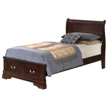 Louis Philippe Twin Storage Sleigh Bed, Cappuccino